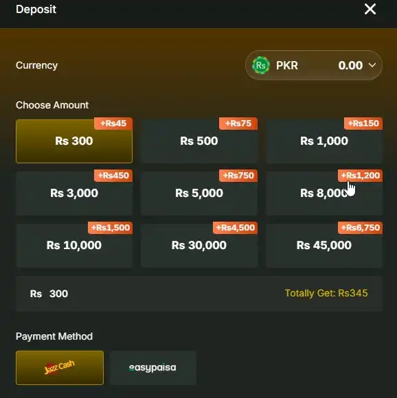 k1 game deposit